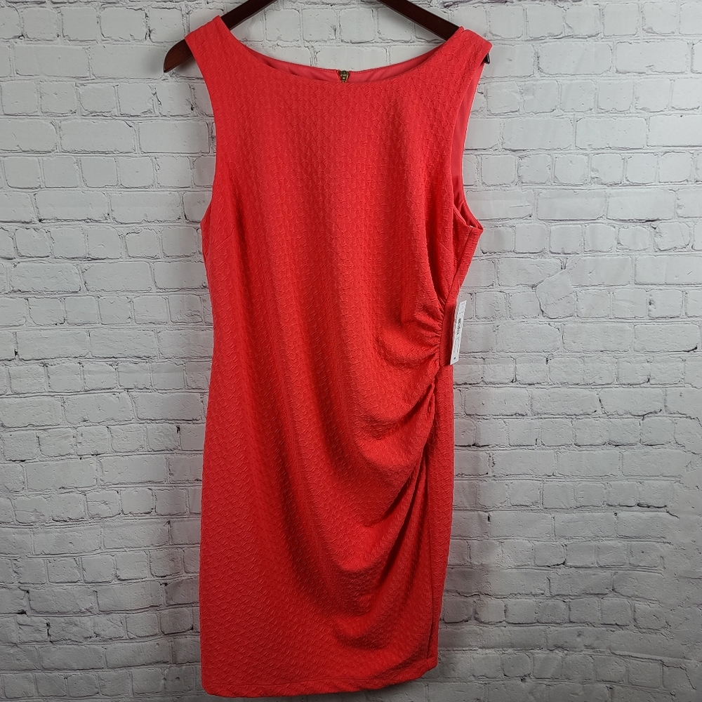 Bisou Bisou Coral Midi Dress. Sz 16